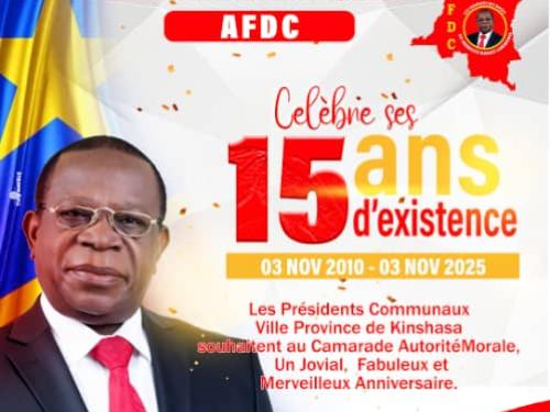L’AFDC célèbre ses 15 ans de lutte et de service à la nation congolaise dans la méditation
